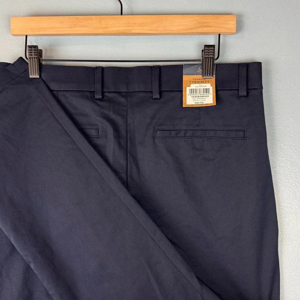 Charles Tyrwhitt Performance Slim Fit Chino Pants Mens 32x32 Navy Blue Stretch